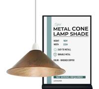 LEDSone 22cm Brushed Copper Metal Cone Shape Easy Fit 4cm Top Hole Lampshade for Kitchen Lighting, Living Room Loft Bar Pendant Light Fixture, Retro Style Industrial Light Shade Vintage Decor