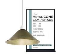 LEDSone Industrial Metal Lamp Shade 22cm Wide, 9cm Height,Brushed Brass Vintage Cone Pendant Light Cover, Modern Retro Ceiling Lighting for Kitchen, Dining Room Easy Fit Light Shade
