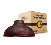 LEDSone Industrial Metal Rustic Red Ceiling Pendant Light Shades, 29cm Retro Vintage Style Curvy Dome Shaped Easy fit Lamp Shade for Pendant Ceiling Lights for Light Fixture Pub Cafe Restaurants