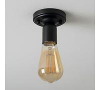 LEDSone Industrial Metal-Semi Flush Mount E27 Base Lamp Holder Black Ceiling Light Fixture for Living Room Bedroom Kitchen Dining Room