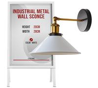 LEDSone Industrial Metal Wall Sconce Black Antique 240 Degree Adjustable Industrial Wall Light for Restaurants Galleries Aisle Kitchen Room Doorway Living Room