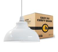 LEDSone Industrial Metal White Ceiling Pendant Light Shades, 29cm Retro Vintage Style Curvy Dome Shaped Easy fit Lamp Shade for Pendant Ceiling Lights for Light Fixture Pub Cafe Restaurants