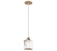LEDSone Industrial Modern Chandelier Lamp Round Clear Crystal Glass Luxury Pendant Light Hanging Stylish Decor Creative Kitchen Island Light Fixture for Dining Table and Living Room (Gold, with Bulb)