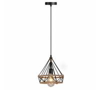 LEDSONE Industrial Modern E27 Base Vintage Style Metal Wire Cage 95cm Adjustable Cable with Black Metal Ceiling Pendant Lights for Living Room Hallway Kitchen Bedroom Lighting (Style 9)