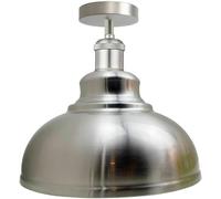 LEDSone Industrial Modern Semi Flush Mount Ceiling Light Metal Dome Pendant Fixture with E27 Socket Chrome Finish for Kitchen, Dining Room, Hallway, Bedroom, Living Room