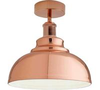LEDSone Industrial Modern Semi Flush Mount Ceiling Light Metal Dome Pendant Fixture with E27 Socket Black Finish for Kitchen, Dining Room, Hallway, Bedroom, Living Room,Stairway (Rose Gold)