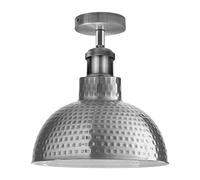 LEDSone Industrial Modern Semi Flush Mount Ceiling Light Metal Dome Pendant Fixture with E27 Socket Satin Nickel Finish for Kitchen, Dining Room, Hallway, Bedroom, Living Room