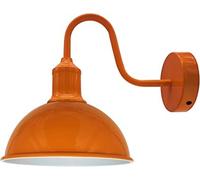 LEDSone Industrial Modern Vintage Retro Indoor Wall Light Lamp Sconce Island Fitting | 21cm Metal Shade | E27 Screw Bulb Pendant | Unique Swan Neck Handle Arm (Orange, Without Bulb)