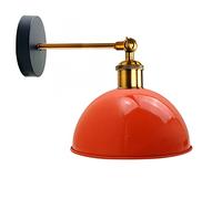 LEDSone Industrial Orange Wall Light Vintage Metal Dome Shade Brass Wall Lamp E27 Indoor Wall Sconce for Bedroom Hallway Kitchen Living Room
