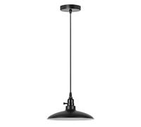 LEDSone Industrial Pendant Ceiling Light 25.5cm Black Metal Shade E27 Bulb Base Height Adjustable Hanging Ceiling Lamp for Bedroom Kitchen Dining Room Hallway Cafe Restaurant