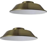 LEDSone Industrial Pendant Ceiling Light Shade, 22cm Retro Kitchen Pendant Ceiling Lights Vintage Metal Loft Bar Hanging Chandelier Lighting Rustic Pendant Lamp Shade (Green Brass, Pack-2)