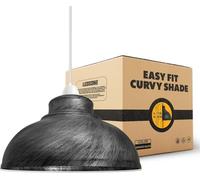 LEDSone Industrial Pendant Ceiling Light Shade,29cm Retro Kitchen Ceiling Lights Vintage Metal Loft Bar Hanging Chandelier Lighting Rustic Pendant Lamp Shade (Brushed Silver, Pack-1)