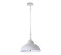 LEDSone Industrial Pendant Ceiling Light with Adjustable Chain with Cable, 29cm White Metal Dome Hanging Lamp, E27 Vintage Ceiling Lighting for Kitchen Island Dining Room Cafe Bar Living Room