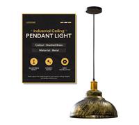 Ledsone Industrial Pendant Light 29Cm Brushed Brass Metal Shade Adjustable Cable E27 Ceiling Hanging Lamp
