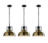 LEDSone Industrial Pendant Light 29cm Green Brass Metal Dome Ceiling Light