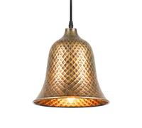 LEDSone Industrial Pendant Light Antique Bronze Diamond Pattern Bell Shape Metal Ceiling Hanging Lamp with 1m Adjustable Cable, Rustic Retro Lighting for Kitchen Island, Dining Room, Bar & Cafe
