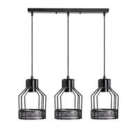 LEDSone Industrial 3 Lights Ceiling Lamp Adjustable Hanging Pendant Lights Flush Mount Ceiling Lighting Fixture E27 Base Black Bird Cage Pendant Lamp for Hallway Kitchen Dining Room Living Room, Black