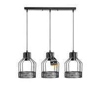 LEDSone Industrial 3 Lights Ceiling Lamp Adjustable Hanging Pendant Lights Flush Mount Ceiling Lighting Fixture E27 Base Black Bird Cage Pendant Lamp for Hallway Kitchen Dining Room Living Room, Black
