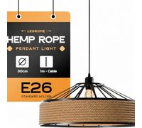 LEDSone Vintage Hemp Rope Pendant Light with Hemp Rope arounded Wire Cage Hanging Ceiling Pendant Decorative Light Fixture for Restaurant and Any Other Places