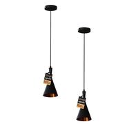 LEDSone Industrial Pendant Light, Retro Ceiling Lighting Black,White Metal Lamp Shade with E27 Base Chandelier,Pendant Ceiling Light Island Edison Metal Instrumental Style. (Black - Pack 2)