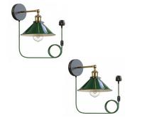 LEDSone Industrial Plug in Wall sconces, Green, 22cm Metal Cone Shade, E27