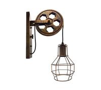 LEDSone Industrial Pulley Design Wall Light Fixtures Nest Cage E27 Bulb Base Retro Style Vintage Metal Wall Lamps for Dining Room Corridor Bar Restaurant