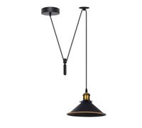 Ledsone Industrial Retro E27 Pendant Light, Black Gold Line Metal Shade, Adjustable 195Cm Cord, Vintage Island Lamp