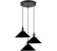 LEDSone Industrial Retro Pendant Lights Fitting E27 Black Metal Ceiling Lamp 3 Way Adjustable Hanging Light for Kitchen Bedroom Living Dining Room Cafe (Black)