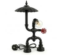 LEDSone Industrial Retro Steampunk Water Pipe Table Lamp, Vintage Metal E27 Bedside Desk Light, Rustic Robot Style Desk Lamp for Bedroom, Office, Nightstand, Bar, Café (Robot Style with Shade Black)
