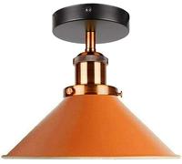 LEDSone Industrial Semi Flush Ceiling Light 22cm Metal Orange Cone Shade E27 Base Indoor Light Fixture for Kitchen Bedroom Living Room Hallway Without Bulb