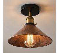 LEDSone Vintage Semi Flush Mount Ceiling Lights Metal Shade Ceiling Light Fitting Pendant Light Lamp Bedroom Ceiling Lights Modern Brushed Copper 22cm Cone Light Shade