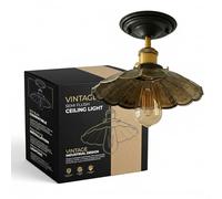 LEDSone Industrial Semi Flush Mount Ceiling Light 22cm Metal Lampshade