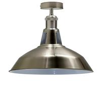 LEDSone Industrial Semi-Flush Mount Ceiling Light, 30cm Vintage Metal Lampshade, Retro Farmhouse Ceiling Lamp Fixture for Kitchen, Dining Room & Living Room