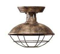 LEDSone Industrial Semi Flush Mount Ceiling Light Brushed Copper Metal 22cm Umbrella Lampshade E27 Ceiling Fixture for Living Room Dining Room Kitchen Bedroom