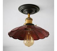 LEDSone Industrial Semi Flush Mount Ceiling Light Brushed Copper Metal 22cm Umbrella Lampshade E27 Ceiling Fixture for Living Room Dining Room Kitchen Bedroom