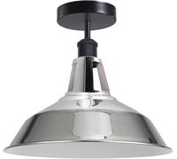 LEDSone Industrial Semi Flush Mount Ceiling Light Clear Metal Pendant Cone Lamp Shade Farmhouse Close to Ceilight Lighting Fixture Lighting for Kitchen Bedroom Chrome Without Bulb