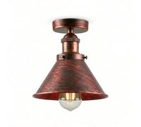 LEDSone Industrial Semi Flush Mount Ceiling Light, Vintage Metal Cone Lampshade, E27 Base Retro Loft Style Light Fitting for Kitchen, Hallway, Bedroom, Living Room