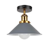 LEDSone Industrial-semi Flush Mount Ceiling Lighting LED Pendant Light Lamp-Chandelier Metal 22cm Cone Lampshade for Hall Living Room Lounge (Grey)