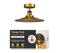 LEDSone Industrial Semi Flush Mount Ceiling Lights Fixture 22cm Yellow Brass Shade Easy Fit Anti Rust Premium Quality LED Flush Mount Ceiling Lamp Chandelier for Bedroom Kitchen with EPC A+ Bulb