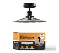 LEDSone Industrial Semi Flush Mount Ceiling Lights Fixture E27 Base Metal Chrome Shade LED Ceiling Pendant Light Fitting Lamp for Living Room Kitchen Hallway Without Bulb EPC A+