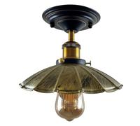 LEDSone Industrial-Semi Flush Mount E27 Base Brushed Brass Ceiling Light Metal 22cm Umbrella Lampshade Lighting for Farmhouse Living Room Kitchen Bathroom