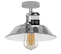LEDSone Industrial-Semi Flush Mount Vintage Ceiling Light Industrial Metal 22cm Lampshade Ceiling Light Mini Pendant Lighting for Farmhouse Porch Kitchen Bathroom