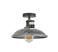 LEDSone Industrial-Semi Flush Mount Vintage Ceiling Light Industrial Metal 24cm Lampshade Ceiling Light Mini Pendant Lighting for Farmhouse Porch Kitchen Bathroom
