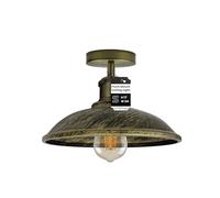 LEDSone Industrial-Semi Flush Mount Vintage Ceiling Light Industrial Metal 24cm Lampshade Ceiling Light Mini Pendant Lighting for Farmhouse Porch Kitchen Bathroom