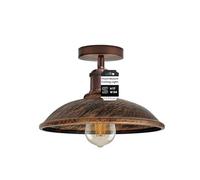 LEDSone Industrial-Semi Flush Mount Vintage Ceiling Light Industrial Metal 24cm Lampshade Ceiling Light Mini Pendant Lighting for Farmhouse Porch Kitchen Bathroom