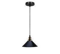 LEDSone Industrial Single Pendant Light 22cm Cone Black Metal Shades Vintage Flush Mount Ceiling Fitting Adjustable Hanging Lamps for Bedroom, Hallway, Kitchen, Restaurant Bar