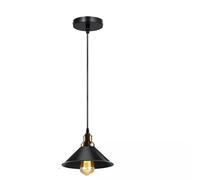 LEDSone Industrial Single Pendant Light 22cm Cone Black Metal Shades Vintage Flush Mount Ceiling Fitting Adjustable Hanging Lamps for Bedroom, Hallway, Kitchen, Restaurant Bar