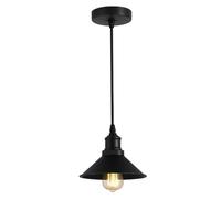 LEDSone Industrial Single Pendant Light 22cm Cone Black Metal Shades Vintage Flush Mount Ceiling Fitting Adjustable Hanging Lamps for Bedroom, Hallway, Kitchen, Restaurant Bar