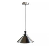 LEDSone Industrial Single Pendant Light 22cm Cone Satin Nickel Metal Shades Vintage Flush Mount Ceiling Fitting Adjustable Hanging Lamps for Bedroom, Hallway, Kitchen, Restaurant Bar