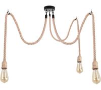 LEDSone Vintage Retro Industrial Hanging Hemp Rope Pendant Light Retro Ceiling Fitting with E27 Holder for Pub, Bar, Restaurants (3 Way Style I)